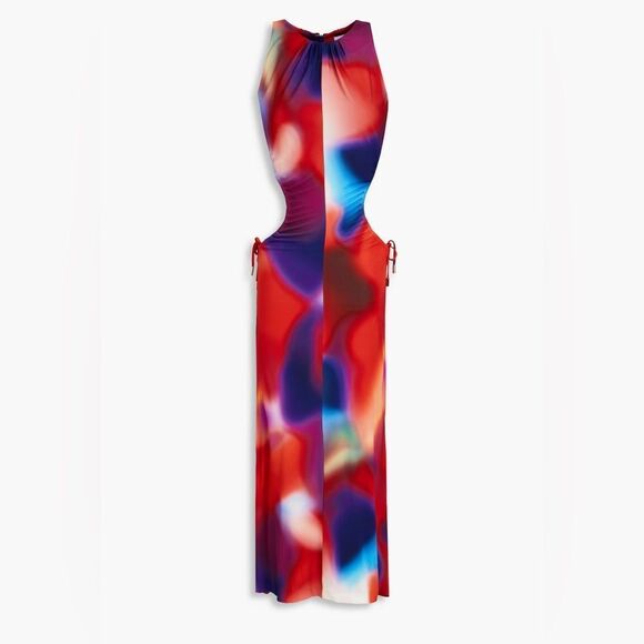 REBECCA VALLANCE Del Prado Cutout Printed Jersey Midi Dress Size 6 - Picture 2 of 11